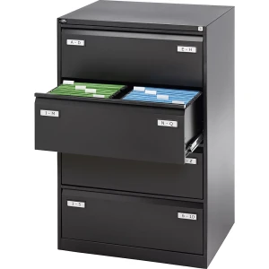 BISLEY Hängeregistraturschrank LIGHT, 2-bahnig, 4 Schübe, DIN A4 quer, tiefschwarz