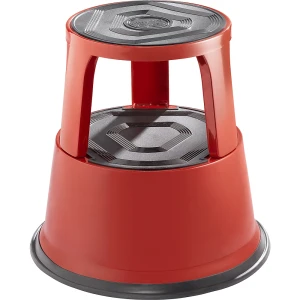 eurokraft pro Rollhocker aus stabilem Stahlblech, Tragfähigkeit 150 kg, Höhe belastet 420 mm, rot