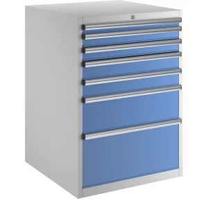 eurokraft pro Schubladenschrank, Höhe x Breite x Tiefe 1000 x 717 x 725 mm, Schubladen 1 x 50, 2 x 75, 2 x 100, 1 x 200, 1 x 300 mm