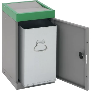 kaiserkraft Coletor de materiais recicláveis com porta de batente, individual, volume 30 l, cor da tampa verde, Coletor de materiais recicláveis com