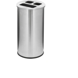 Probbax Coletor de lixo com 3 compartimentos de separação , volume 60 l, altura 670 mm, aço inoxidável, Coletor de lixo com 3 compartimentos de