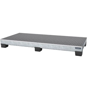 eurokraft pro Cuba coletora em aço com pés em plástico , CxLxA 2460 x 1210 x 260 mm, galvanizada a fogo, com grade, Cuba coletora em aço com pés em
