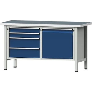 ANKE Werkbank, Gestellbauweise Serie V, 4 Schubladen, Tür 540 mm, Universalplatte, Teilauszug