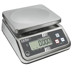 KERN Edelstahlwaage, mit Staub- und Spritzwasserschutz, Wägebereich bis 25 kg, Ablesbarkeit 5 g, Wägeplatte 233 x 193 mm