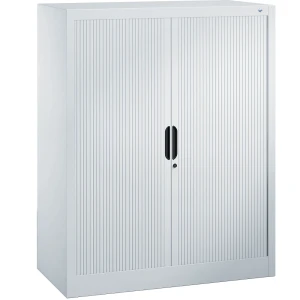 C+P Rollladenschrank mit Horizontal-Jalousie, HxBxT 1230 x 1000 x 420 mm, 2 Fachböden, 3 Ordnerhöhen, weißaluminium