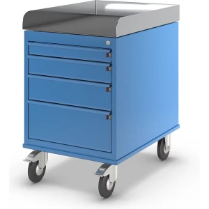eurokraft pro Montagehilfswagen, pulverbeschichtet, mit Schubladenschrank, LxBxH 765 x 570 x 830 mm