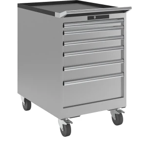 LISTA Schubladenschrank, Breite 564 mm, fahrbar, 6 Schubladen, HxT 890 x 725 mm, lichtgrau