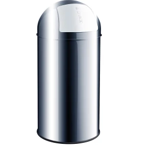 helit Recipiente do lixo com tampa de empurrar, aço inoxidável , fecho autónomo, 30 l, AxØ 650 x 300 mm, Recipiente do lixo com tampa de empurrar, aço