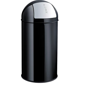 helit Push-Abfallbehälter, Stahl, selbstschließend, schwarz, 30 l, HxØ 650 x 300 mm