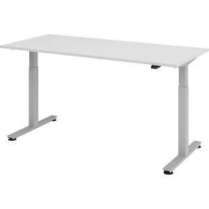 Schreibtisch, elektrisch höhenverstellbar, gerade, BxT 1800 x 800 mm, lichtgrau/alusilber kaiserkraft