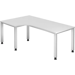 eurokraft pro RENATUS - Schreibtisch, Winkeltisch, Breite 2000 mm, alusilber / weiß