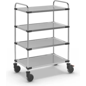 Servierwagen aus Edelstahl, mit 4 Etagen, LxBxH 870 x 570 x 1260 mm, montiert kaiserkraft