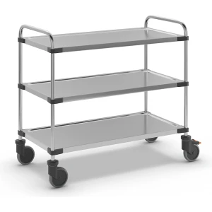 Servierwagen aus Edelstahl, mit 3 Etagen, LxBxH 1070 x 570 x 950 mm, unmontiert kaiserkraft