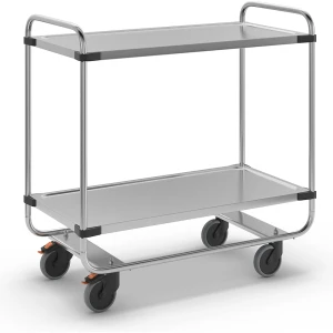 Edelstahl-Servierwagen, montiert, mit 2 Etagen, LxBxH 1035 x 535 x 1010 mm kaiserkraft