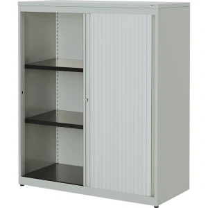 mauser Querrollladenschrank, HxBxT 1180 x 1000 x 432 mm, Kunststoffplatte, 2 Fachböden, lichtgrau / lichtgrau / lichtgrau