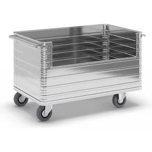 ZARGES Alu-Kastenwagen, Inhalt 945 l, mit 250 mm tiefem Seitenwandausschnitt