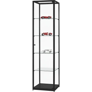 Vitrine, Höhe 1984 mm, ohne Beleuchtung, BxT 500 x 500 mm, quadratisch, schwarz kaiserkraft
