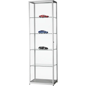 Vitrine, Höhe 1984 mm, ohne Beleuchtung, BxT 600 x 400 mm, rechteckig, silber kaiserkraft