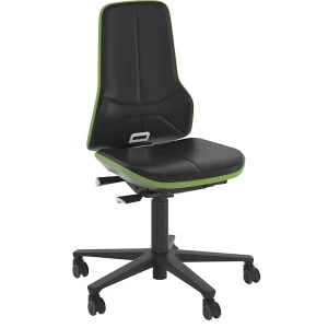 bimos NEON Arbeitsdrehstuhl, Rollen, Permanentkontakt, Kunstleder, Flexband grün