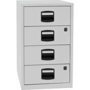 BISLEY Beistellschrank PFA, 4 Universalschubladen, lichtgrau