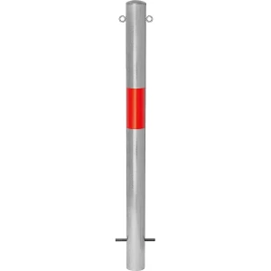 Moravia Sperrpfosten Morion, zum Einbetonieren, Ø 76 mm, feuerverzinkt / rot reflektierend, 2 Ösen