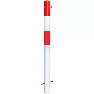Moravia Sperrpfosten Morion, zum Einbetonieren, Ø 90 mm, rot-weiß lackiert, 1 Öse