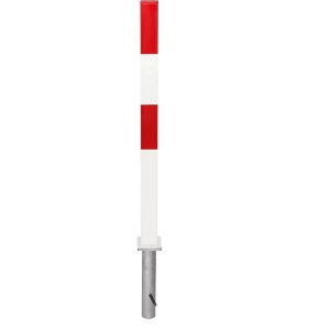 Moravia Sperrpfosten aus Stahl, zum Einbetonieren, 70 x 70 mm, rot-weiß