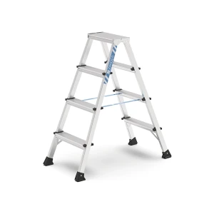 ZARGES Profi-Stufenleiter, eloxiert, beidseitig begehbar, 2 x 4 Stufen