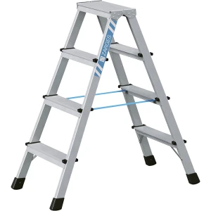 ZARGES Profi-Stufenleiter, eloxiert, beidseitig begehbar, 2 x 4 Stufen