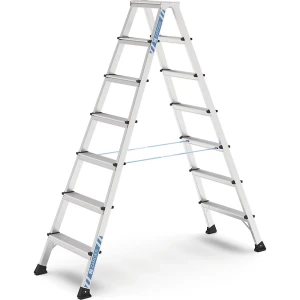 ZARGES Profi-Stufenleiter, eloxiert, beidseitig begehbar, 2 x 7 Stufen