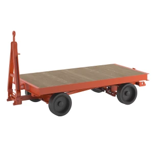 kaiserkraft Reboque, direção por manga do eixo de 4 rodas, capacidade de carga 8 t, superfície de carga 2,5 x 1,25 m, rodas em borracha maciça,