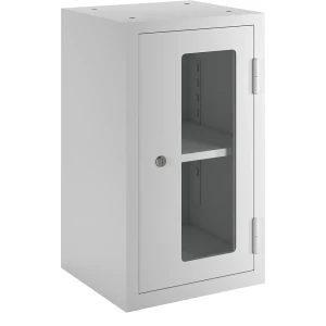 eurokraft basic Werkstatt-Hängeschrank, HxBxT 600 x 350 x 320 mm, Sichtfenstertüren, lichtgrau RAL 7035