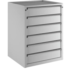 ANKE Schubladenschrank, BxT 760 x 675 mm, Schubladentraglast 200 kg, 6 Schubladen, Höhe 980 mm, Front lichtgrau
