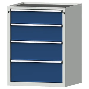 ANKE Schubladenschrank, BxT 760 x 675 mm, Schubladentraglast 100 kg, 4 Schubladen, Höhe 980 mm, Front enzianblau