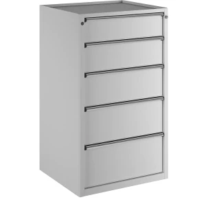 ANKE Schubladenschrank, BxT 760 x 675 mm, Schubladentraglast 200 kg, 5 Schubladen, Höhe 1280 mm, Front lichtgrau
