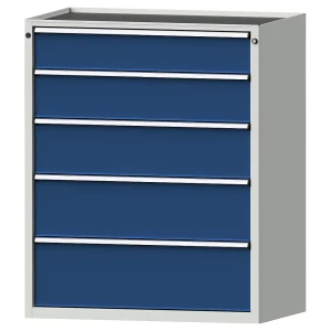 ANKE Schubladenschrank, BxT 1060 x 675 mm, Schubladentraglast 100 kg, 5 Schubladen, Höhe 1280 mm, Front enzianblau