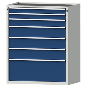 ANKE Schubladenschrank, BxT 1060 x 675 mm, Schubladentraglast 100 kg, 7 Schubladen, Höhe 1280 mm, Front enzianblau
