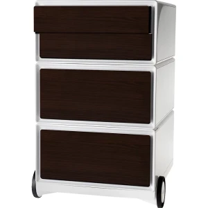 Rollcontainer easyBox®, 2 Schubladen, 2 Schübe flach, weiß / Wenge