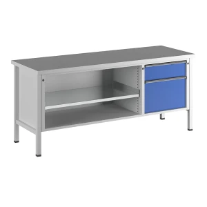 ANKE Werkbank, Gestellbauweise Serie V, 1 Schublade 180 mm, 1 Schublade 360 mm, Höhe 890 mm, Universalplatte