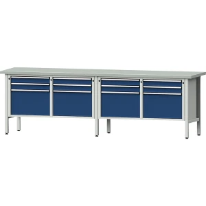 ANKE Largura da bancada de trabalho 2800 mm, estrutura modular , 12 gavetas, 8 x 90 mm, 4 x 360 mm, altura 890 mm, tampo com revestimento em chapa de