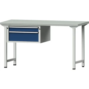 ANKE Werkbank, Gestellbauweise Serie V, 2 Schubladen, Breite 1500 mm, Stahlblechbelag