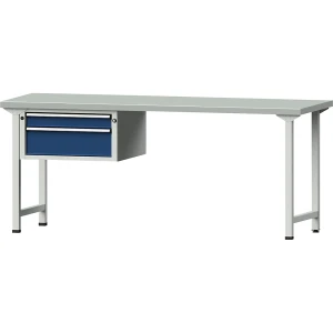 ANKE Werkbank, Gestellbauweise Serie V, 2 Schubladen, Breite 2000 mm, Stahlblechbelag