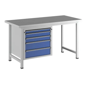 ANKE Werkbank, Gestellbauweise Serie V, 5 Schubladen, Universalplatte