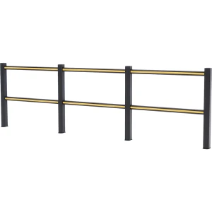 Boplan Schutzgeländer Flex Impact® HD Light, schwarze Pfosten - schwarz/gelb gestreift, Breite 3750 mm