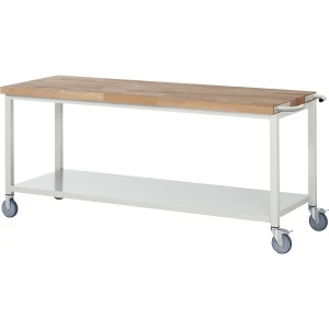 eurokraft pro Fahrbare Werkbank Serie 8000, Gestellbauweise, 1 Ablageboden, BxT 2000 x 700 mm