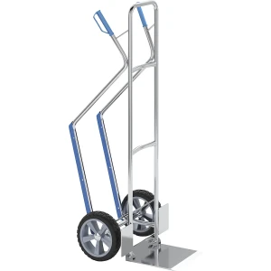 eurokraft basic Aluminium-Sackkarre, Schaufel BxT 300 x 290 mm, mit Gleitkufen, klappbar