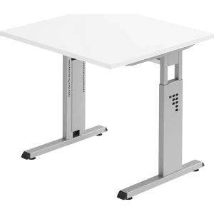Schreibtisch mit C-Fußgestell, höhenverstellbar 680 - 760 mm, Tiefe 800 mm, Breite 800 mm, weiß kaiserkraft