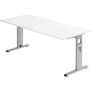 Schreibtisch mit C-Fußgestell, höhenverstellbar 680 - 760 mm, Tiefe 800 mm, Breite 1800 mm, weiß kaiserkraft