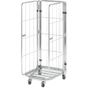 Rollbehälter, nestbar, 3-seitig, mit Gitterboden, HxBxT 1770 x 729 x 818 mm kaiserkraft