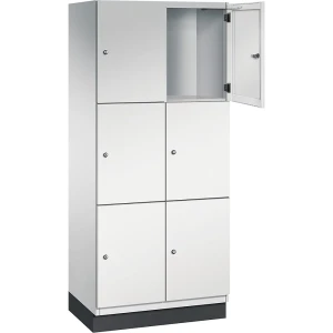 C+P 3er-Schließfachschrank Cambio, 2 Abteile, lichtgrau, Stahlblech-Tür, B 800 mm, 6 Fächer